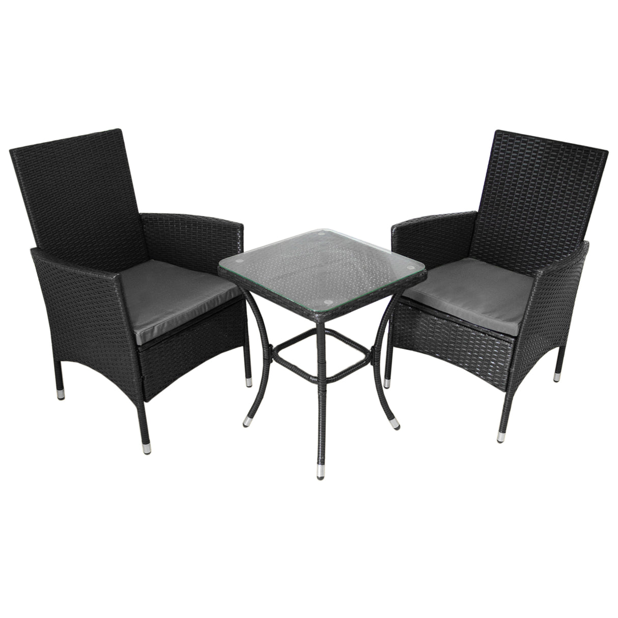 Jardí Set Bistro en Rotin Noir