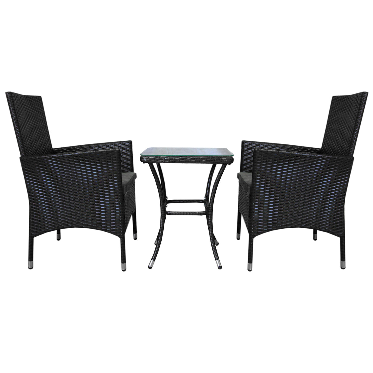 Jardí Set Bistro en Rotin Noir