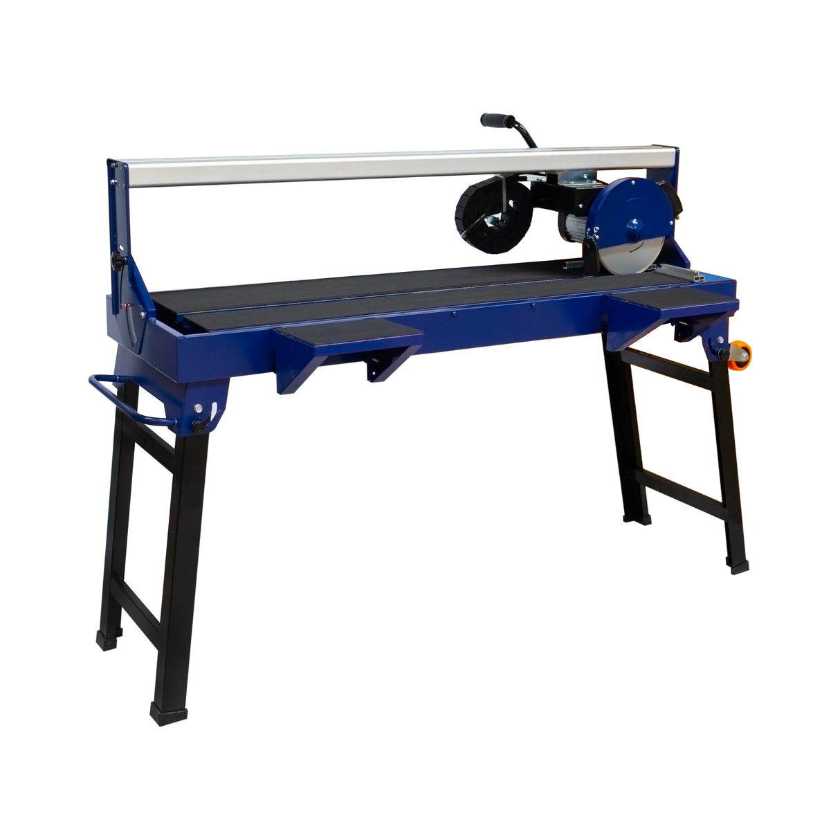 Scie de carrelage sur table, 1200 mm, couleur bleue, avec un moteur de 1400 W, conçue pour des coupes précises et efficaces