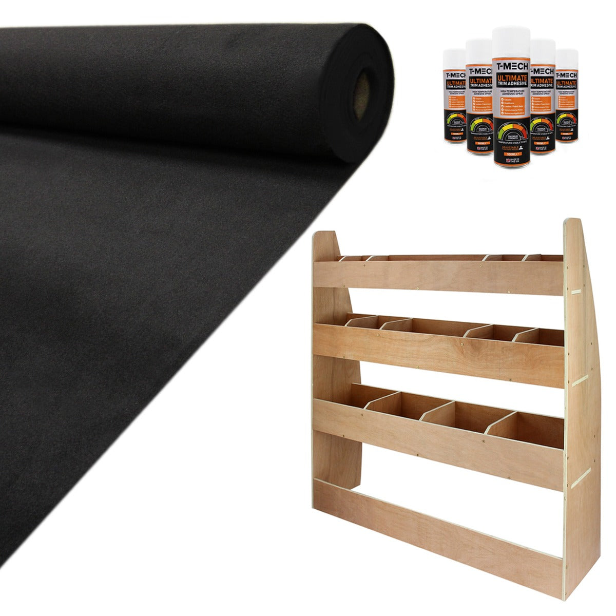 11 m² Doublure Intérieure Feutre Noir & Rangement VW Caddy