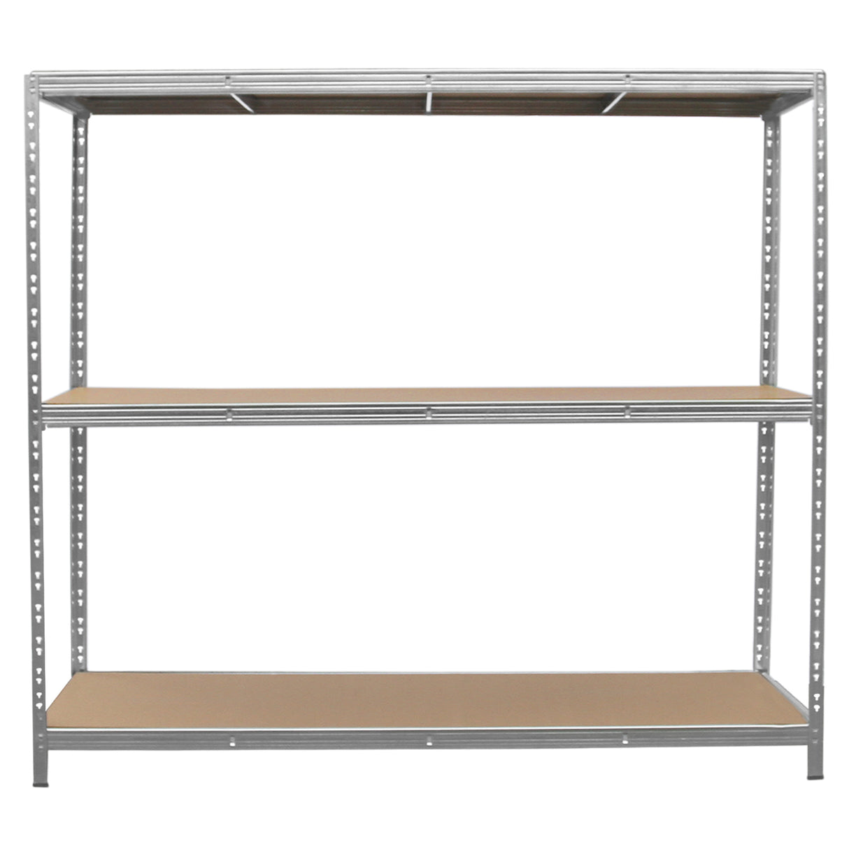 Rayonnage en acier galvanisé de 60cm x 200cm x 186cm, avec trois étagères en bois, finition lisse et robuste, idéal pour le rangement