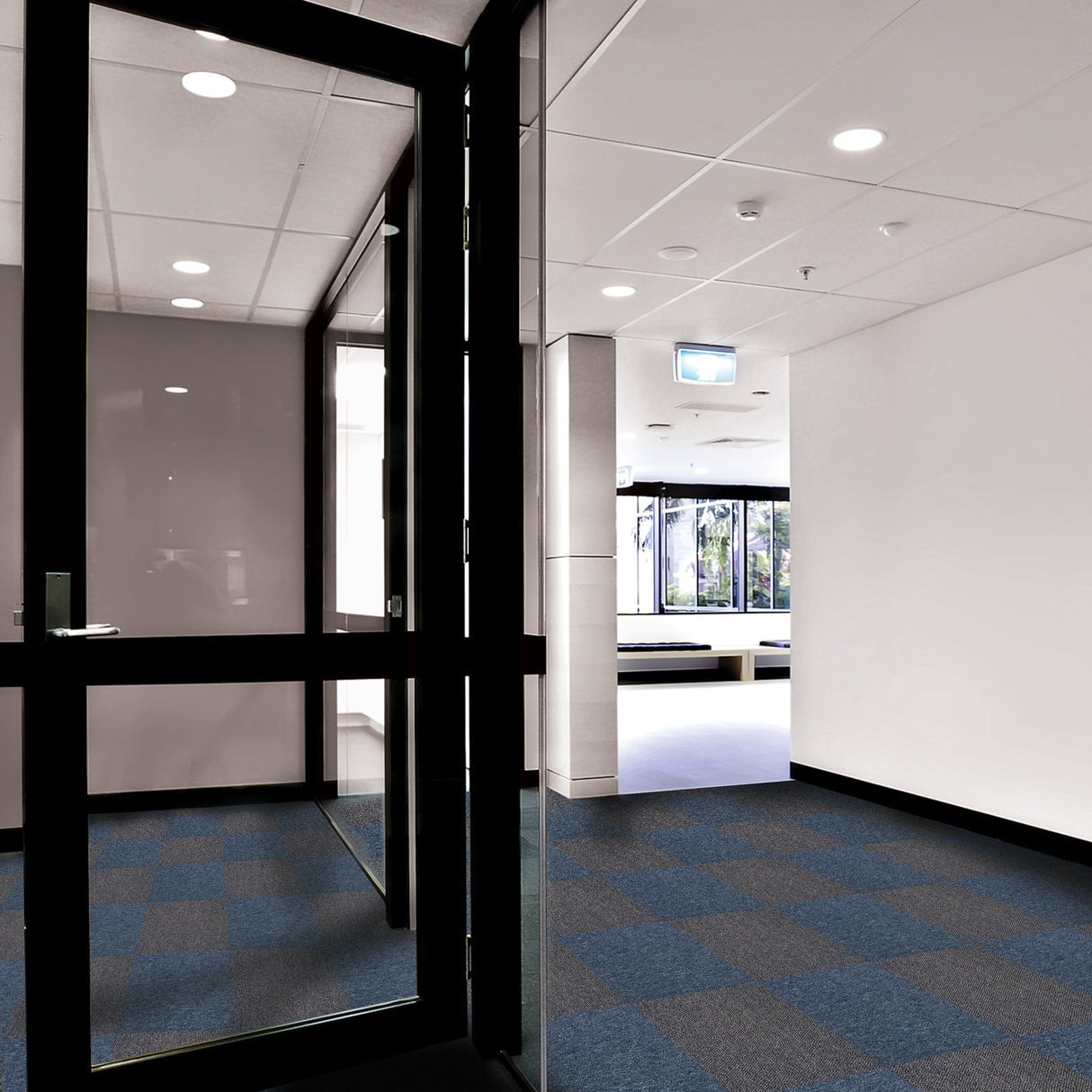 40 x Dalles de Moquette Couleur Noir Charbon & Bleu Tempête 50 x 50cm (10m²)