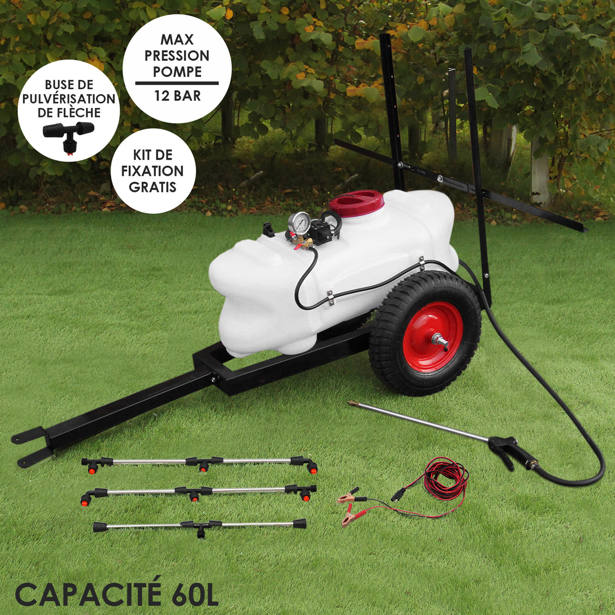 Pulvérisateur pour Quad 60 L avec Remorque