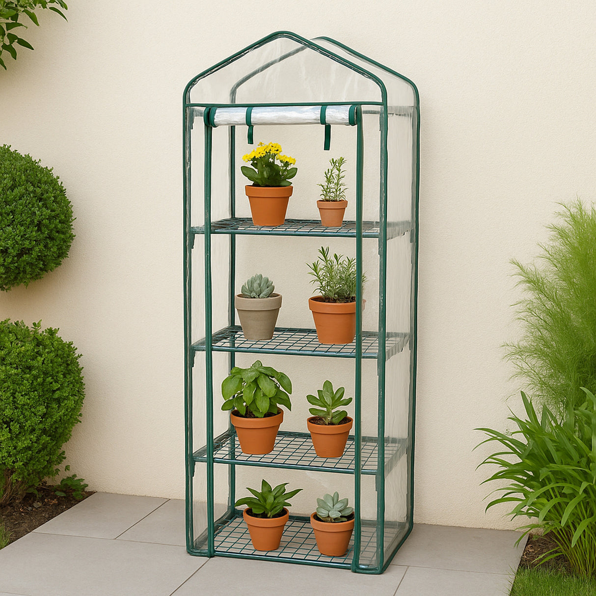 Mini Serre à 4 étagère avec Couverture en PVC