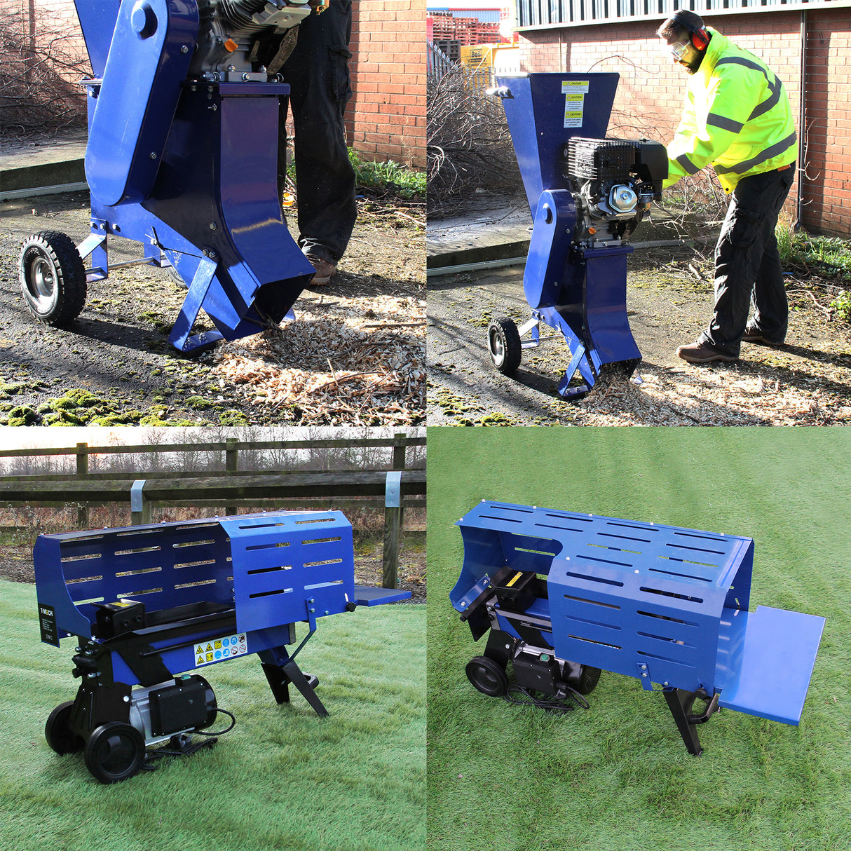 T-Mech Lot de Fendeur de Bûches 5T & Déchiqueteuse de Bois 15 CV