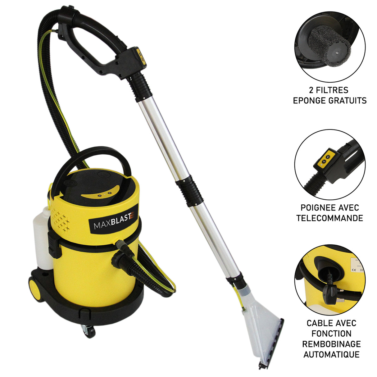 MAXBLAST Aspirateur Shampouineuse 20 L Sec & Humide