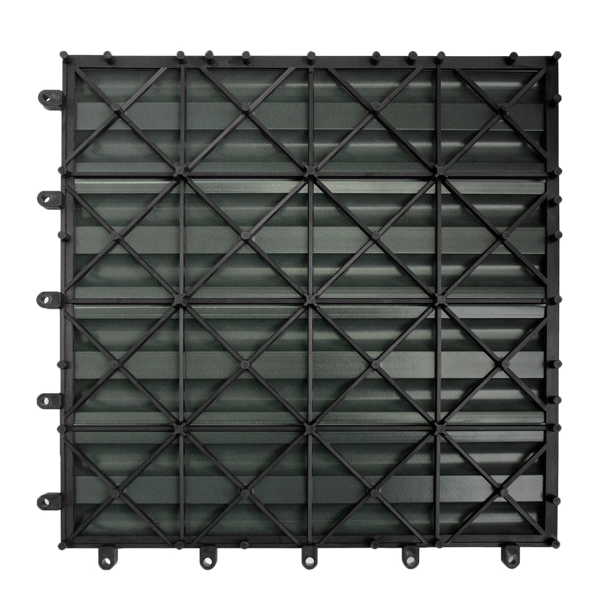 Dalles en bois composite gris de 30 x 30 cm avec texture lisse et motif en croix, parfaites pour l'aménagement extérieur ou intérieur