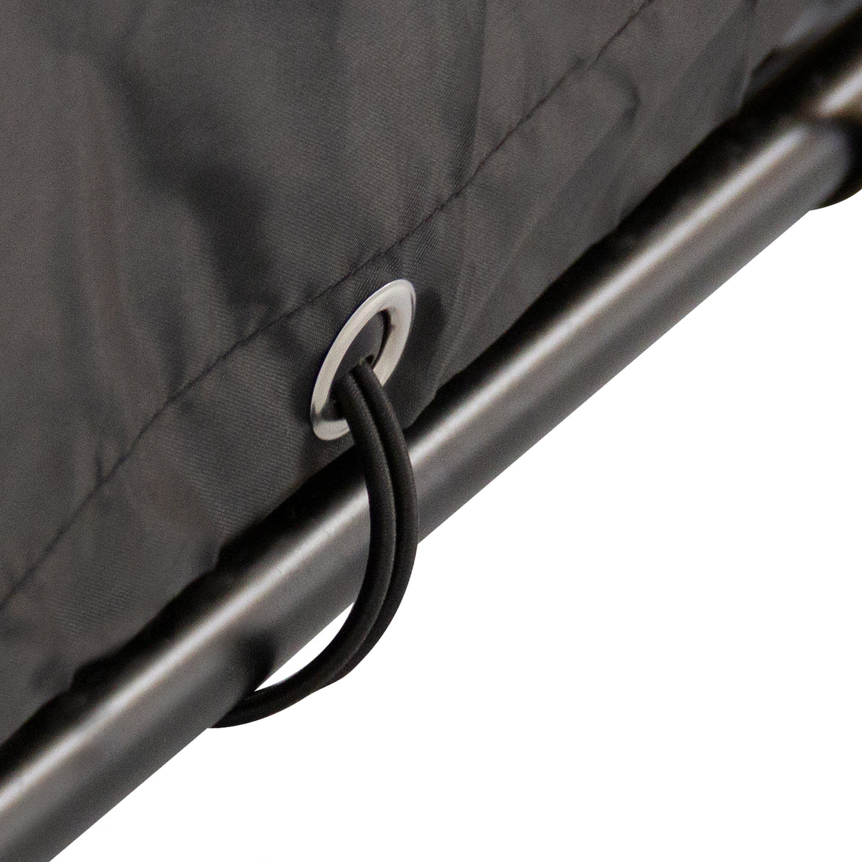 Tente garage XL pour vélo en tissu noir résistant, avec des œillets en métal et des cordons élastiques pour un maintien sécurisé