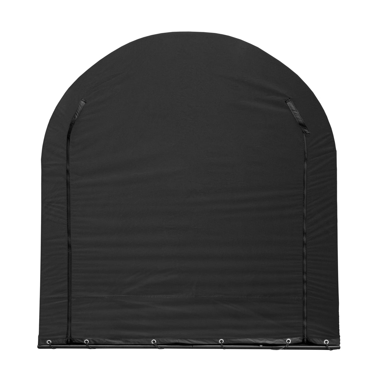 Tente garage XL pour vélo en tissu noir résistant, forme arrondie, avec des œillets pour un ancrage sécurisé au sol