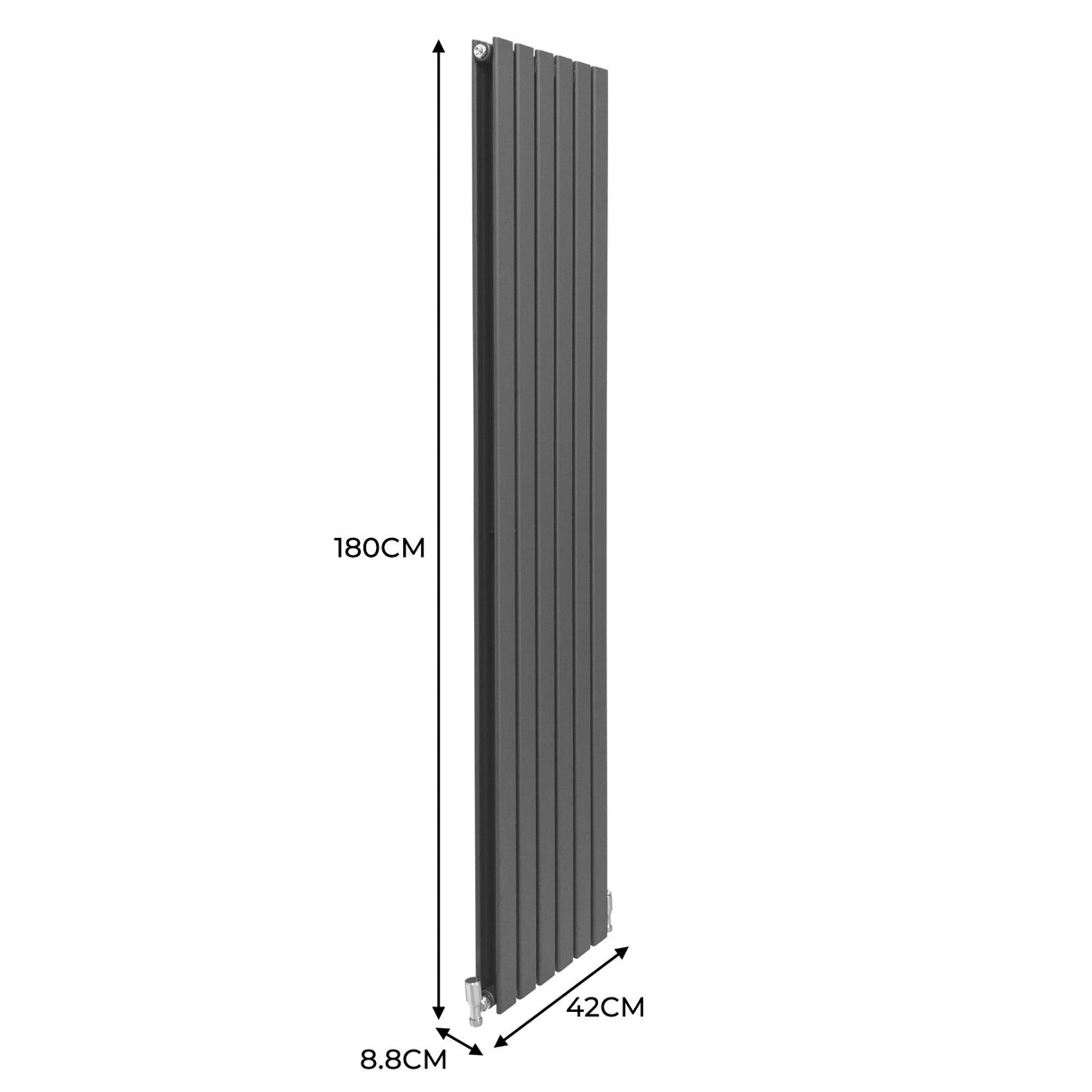 Radiateur Plat à 2 Panneaux - 1800 x 420 mm - Gris Anthracite
