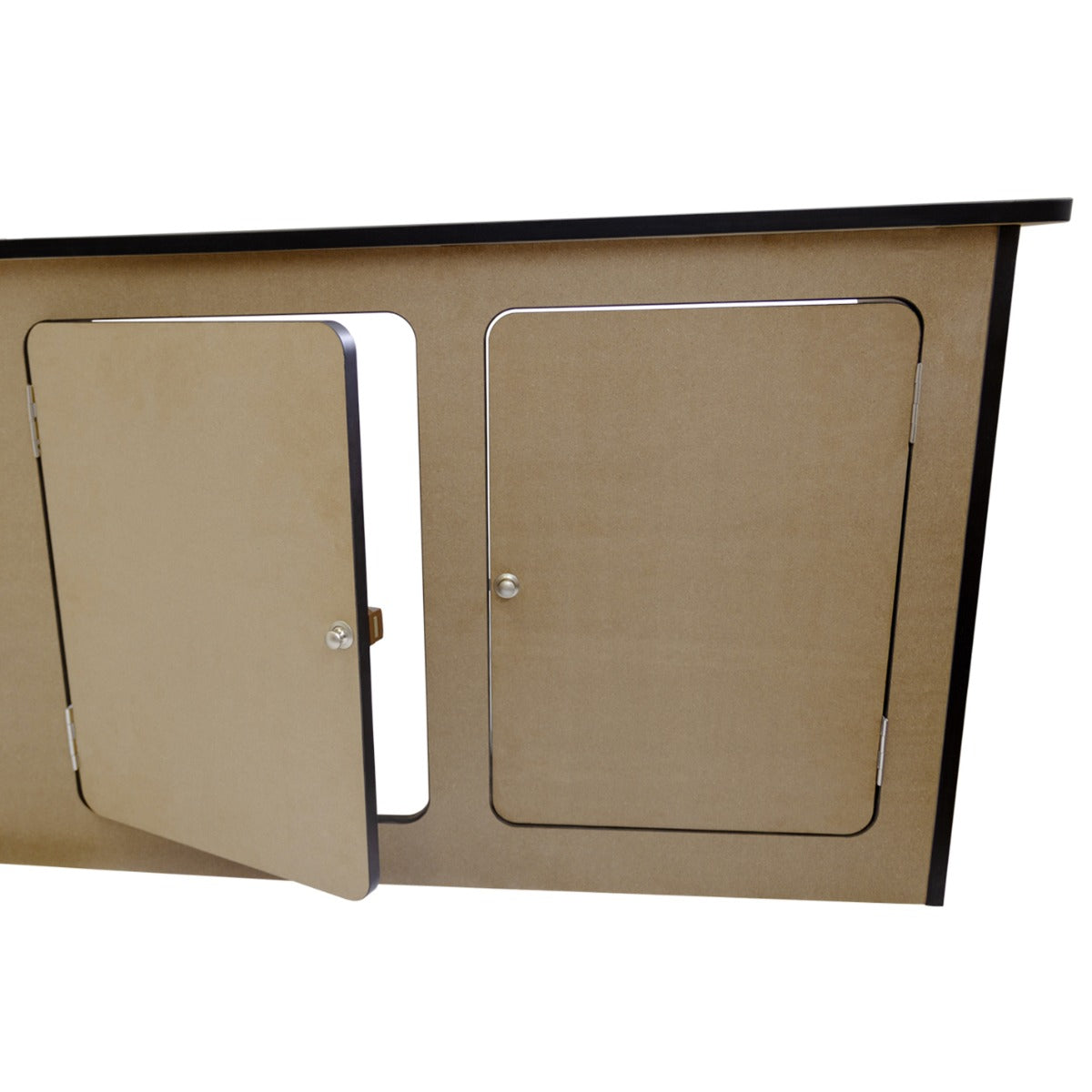 Meuble de cuisine en contreplaqué pour camping-car, couleur bois clair, avec deux portes à ouverture latérale et finition lisse