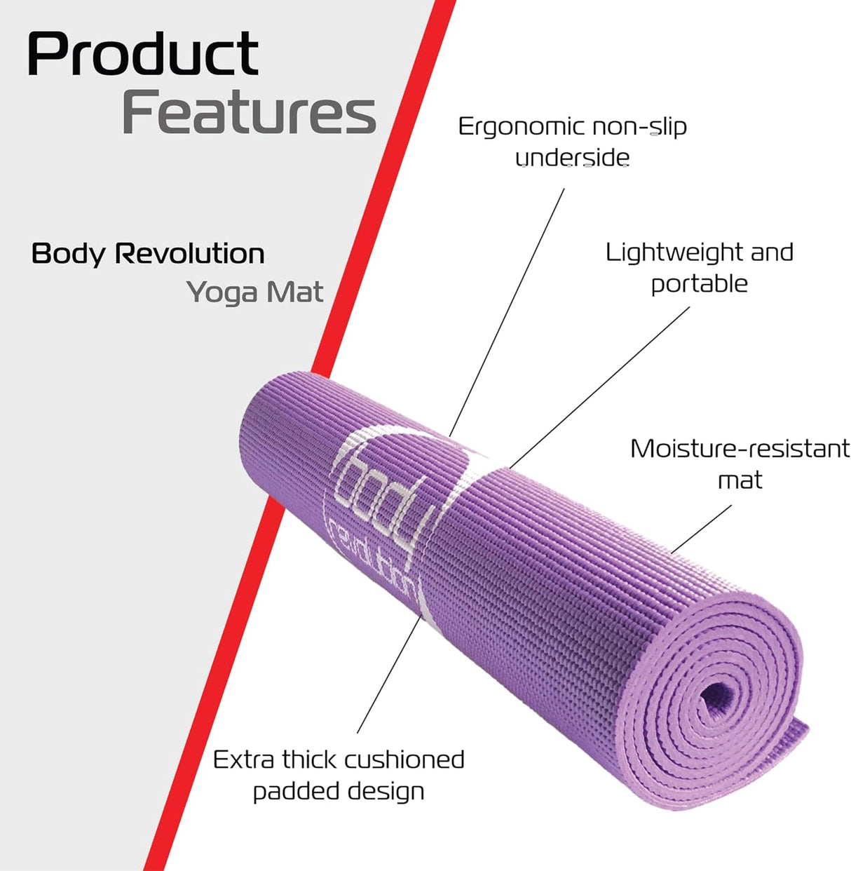 Tapis de yoga violet, texture antidérapante, épais et rembourré, léger et portable, idéal pour une pratique confortable et sécurisée
