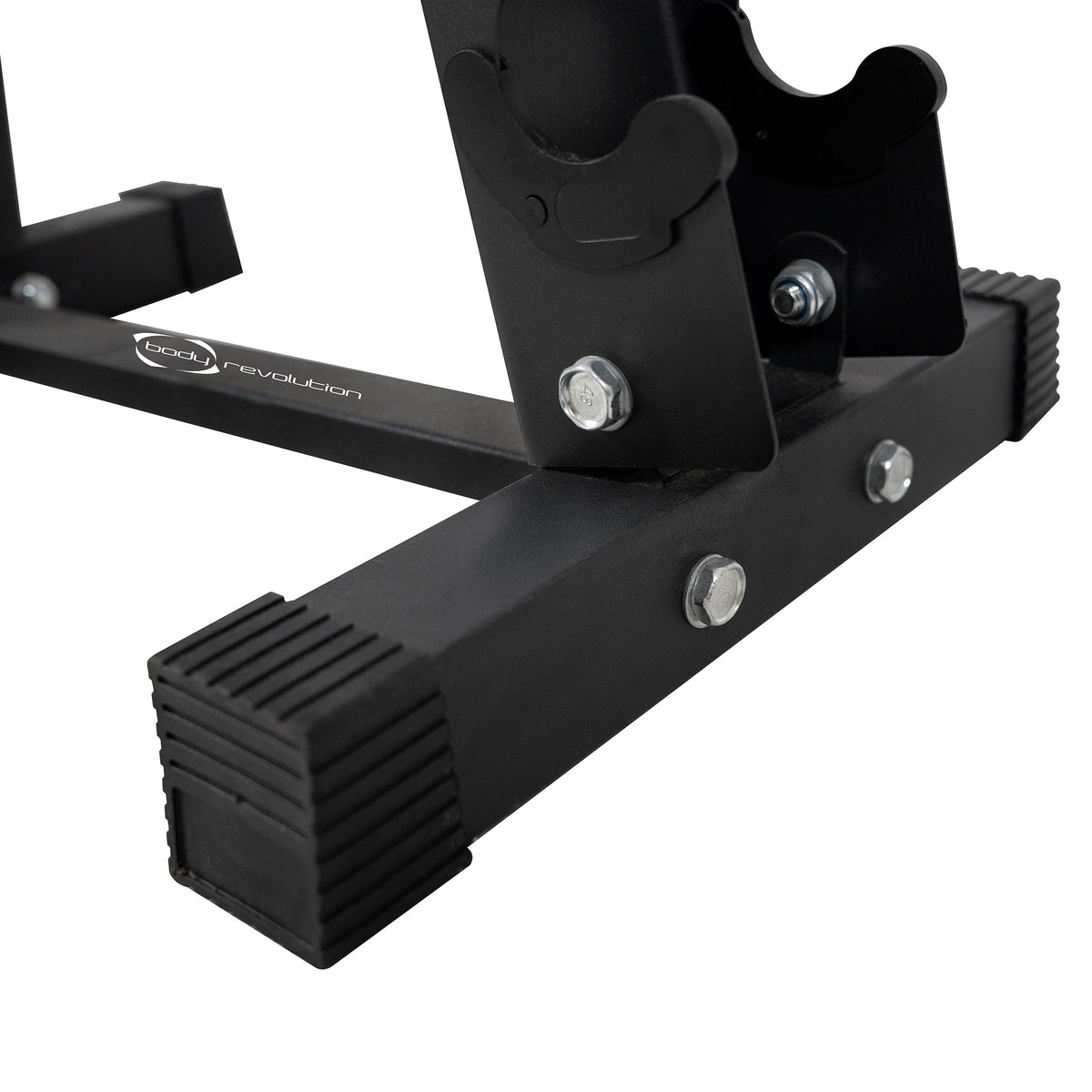 Support d'haltères robuste à 6 niveaux, finition noire mate, pieds en caoutchouc antidérapants pour stabilité et sécurité