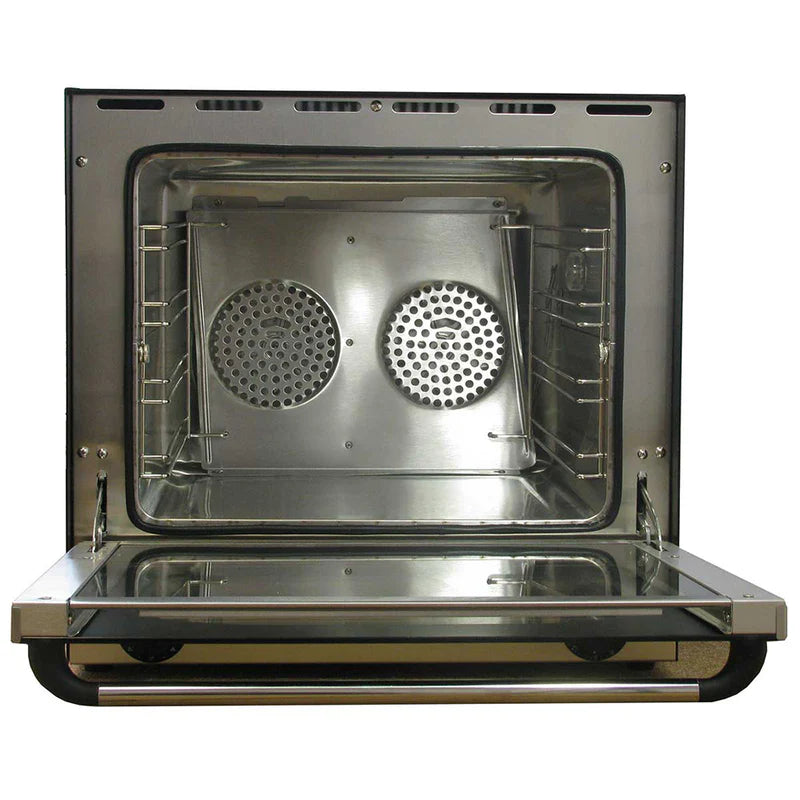 Four à convection KuKoo de 60 cm avec double ventilateur, intérieur en acier inoxydable, portes en verre transparent et finition moderne