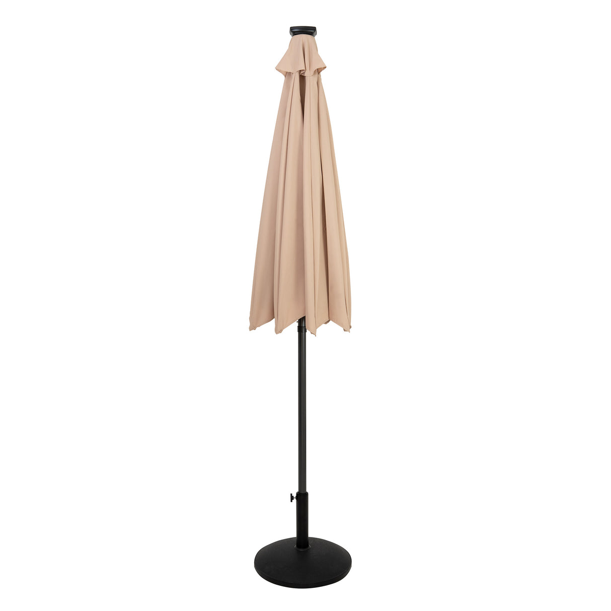 Parasol Inclinable à LED 2,7 m & Socle en Béton - Beige