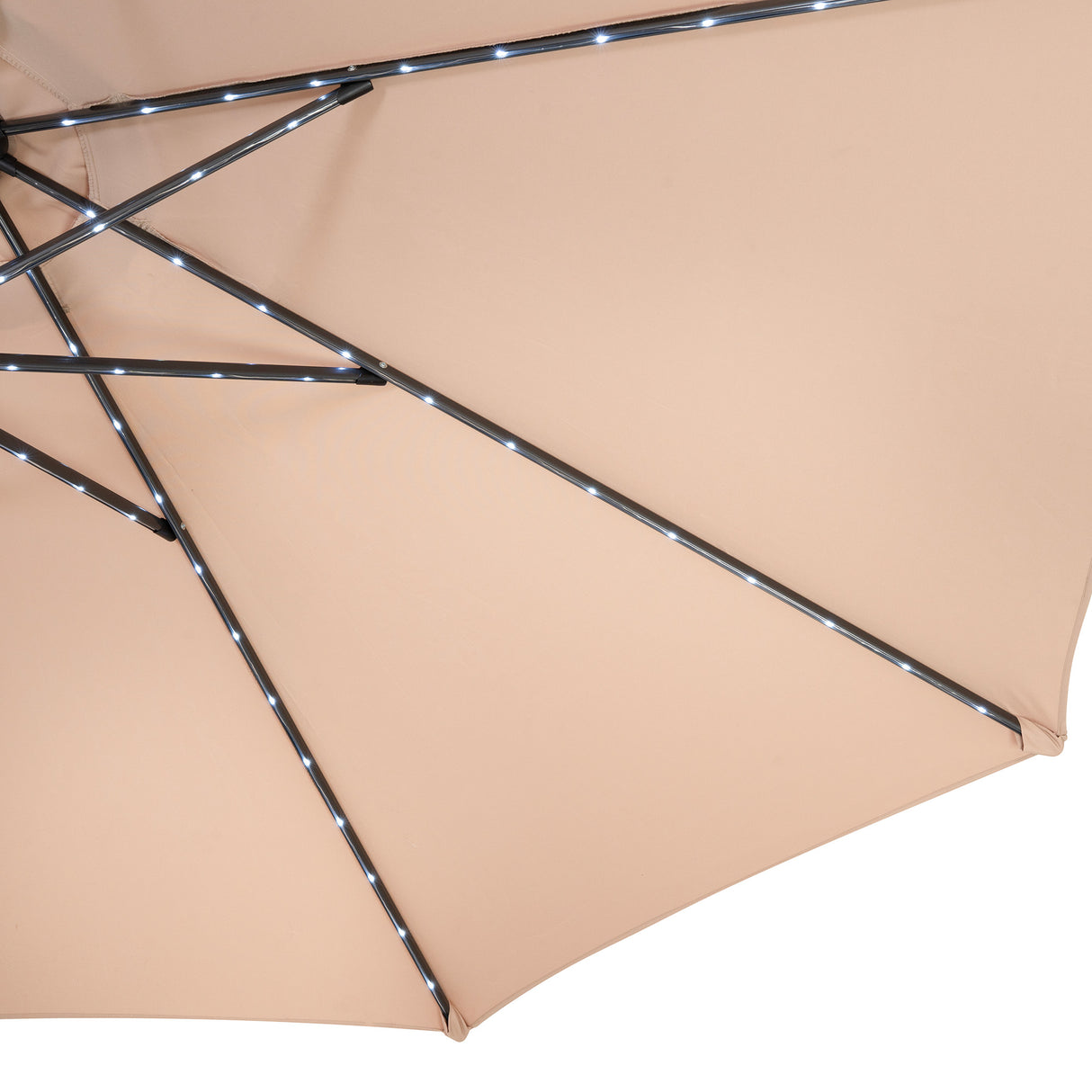 Parasol Inclinable à LED 2,7 m & Socle en Béton - Beige