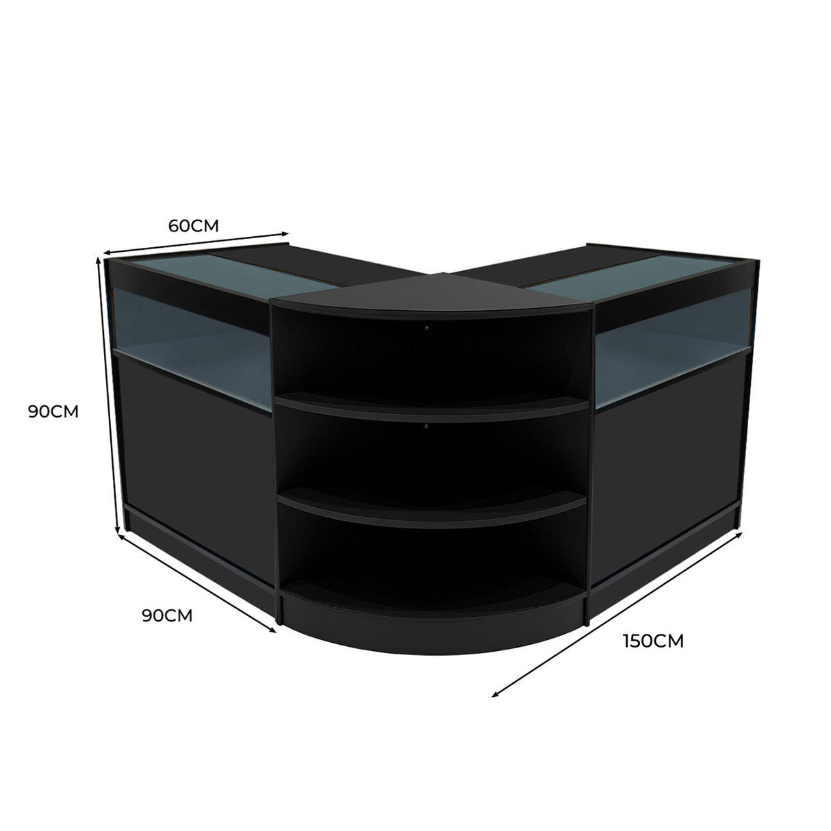 Comptoirs de Vente à LED Ensemble Theseus - Noir LM60, 2 x B900