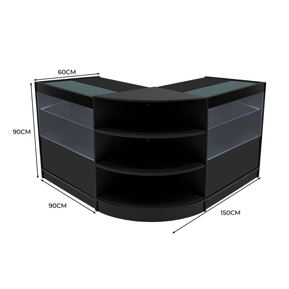 Comptoirs de Vente à LED Ensemble Andromeda - Noir LM60, 2 x C900