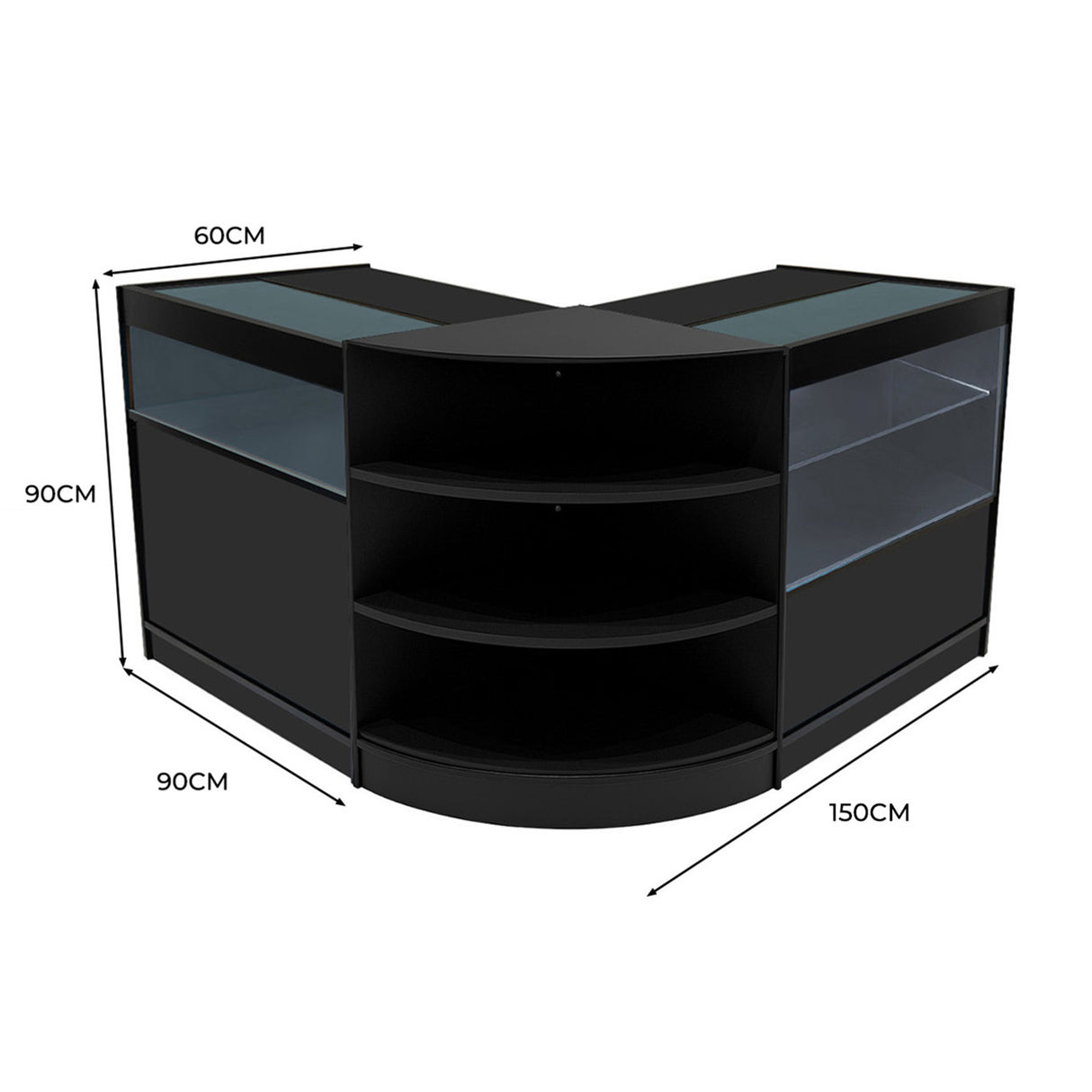 Comptoirs de Vente à LED Ensemble Harmonia - Noir LM60, B900, C900