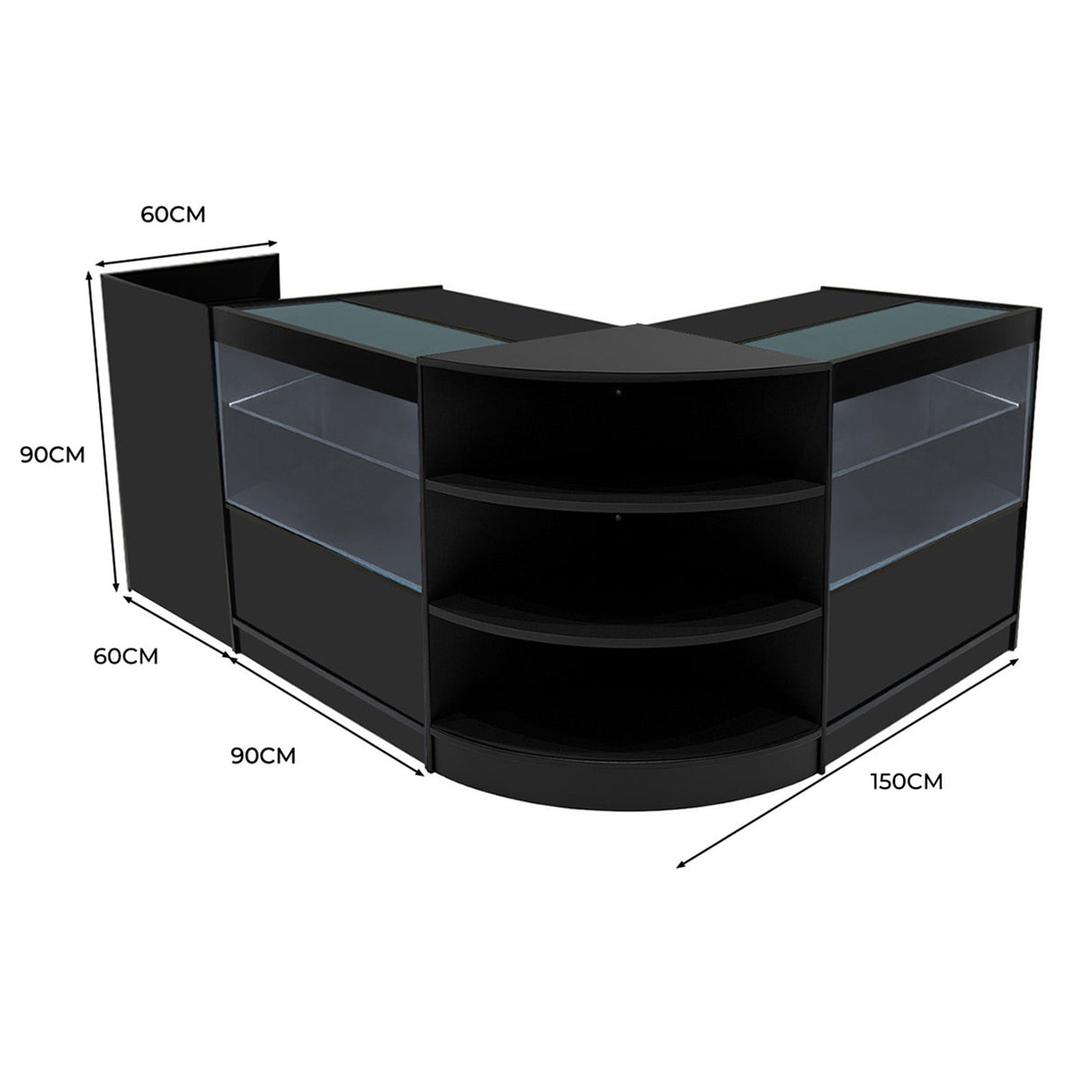 Comptoirs de Vente à LED Ensemble Eclipse - Noir LM60, 2 x C900, TB60