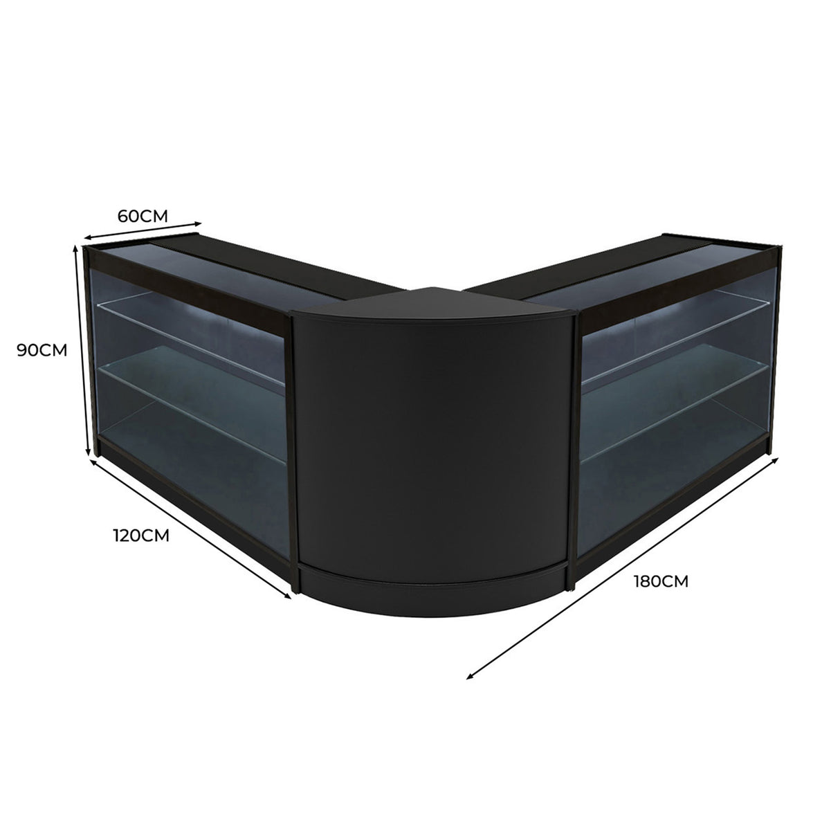 Comptoirs de Vente à LED Ensemble Helios - Noir CM60, 2 x K1200