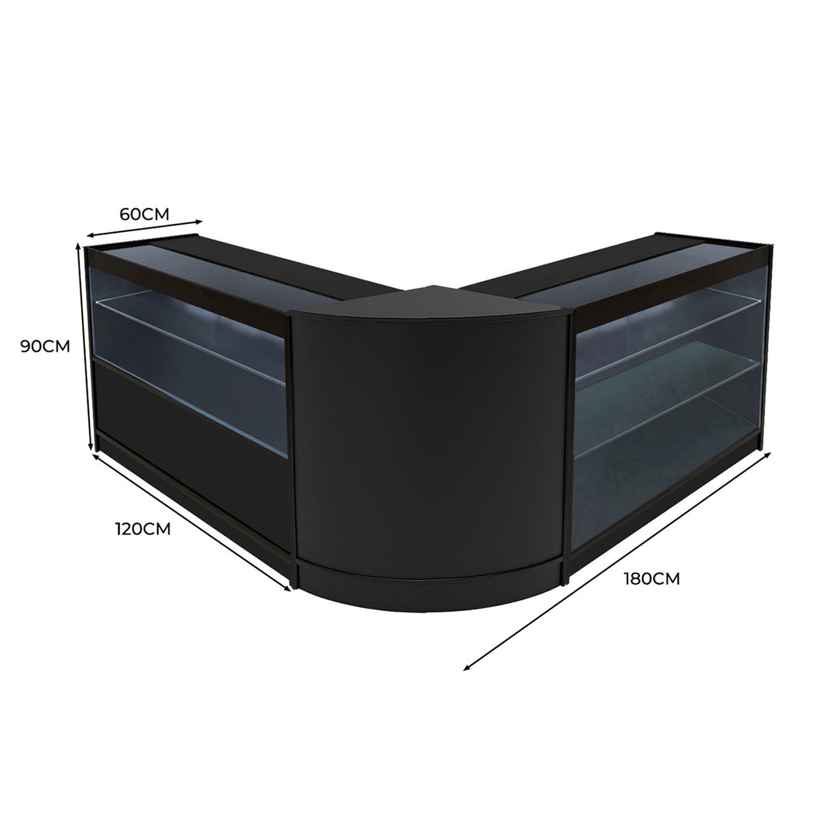 Comptoirs de Vente à LED Ensemble Hera - Noir CM60, K1200, C1200