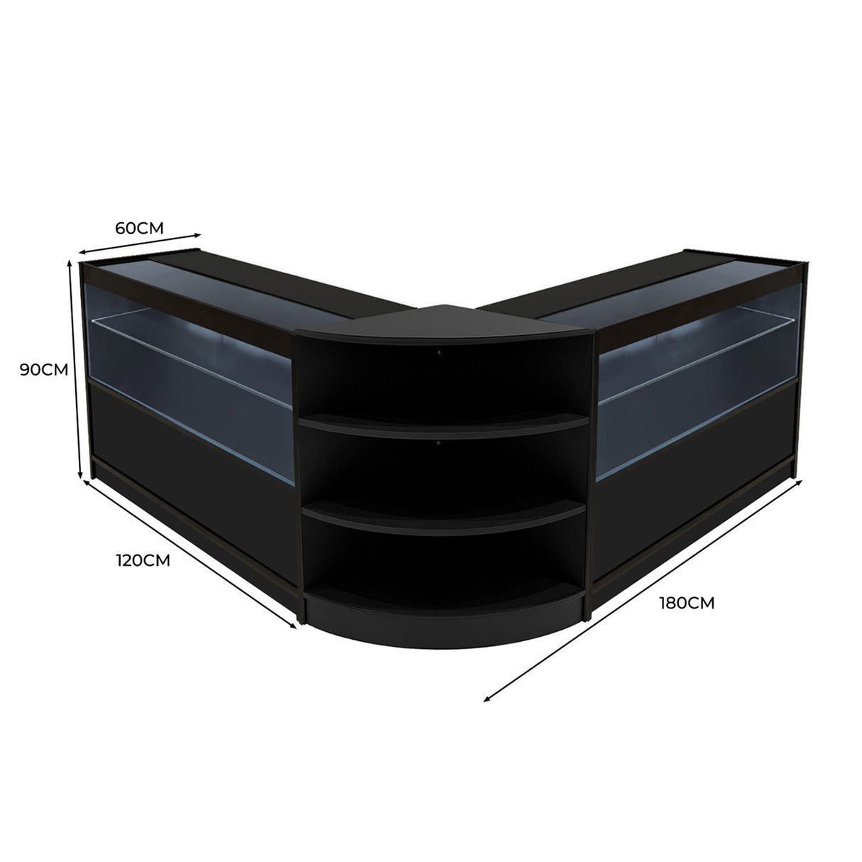 Comptoirs de Vente à LED Ensemble Andromeda - Noir LM60, 2 x C1200