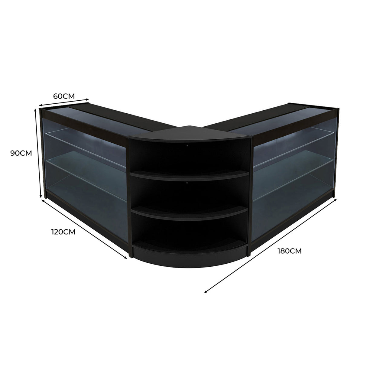 Comptoirs de Vente à LED Ensemble Apollo - Noir LM60, 2 x K1200