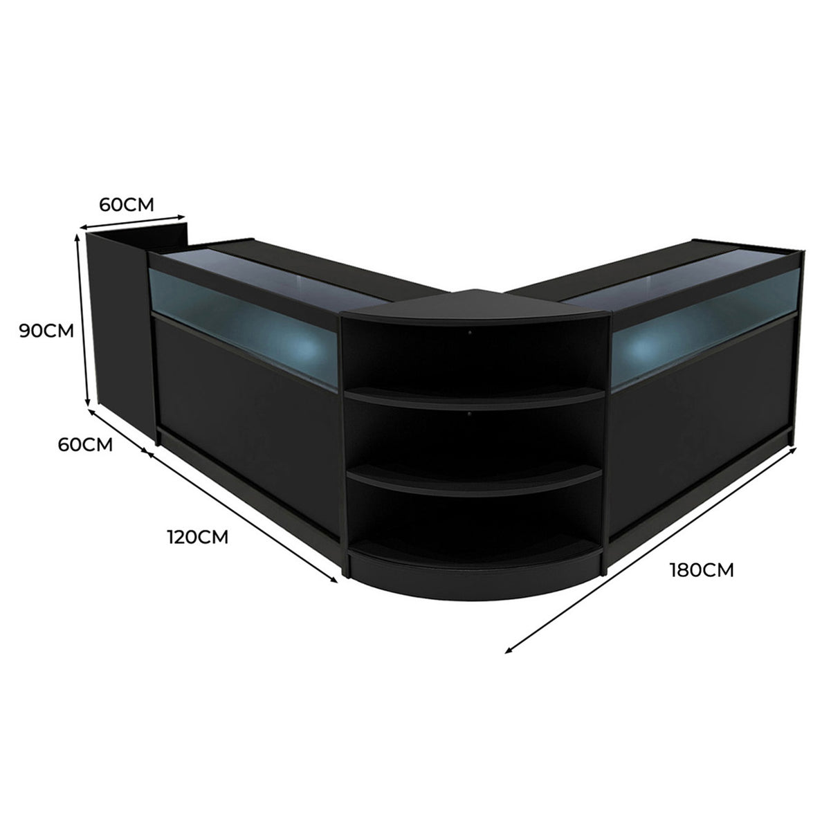 Comptoirs de Vente à LED Ensemble Sagittarius - Noir LM60, 2 x B1200, TB60
