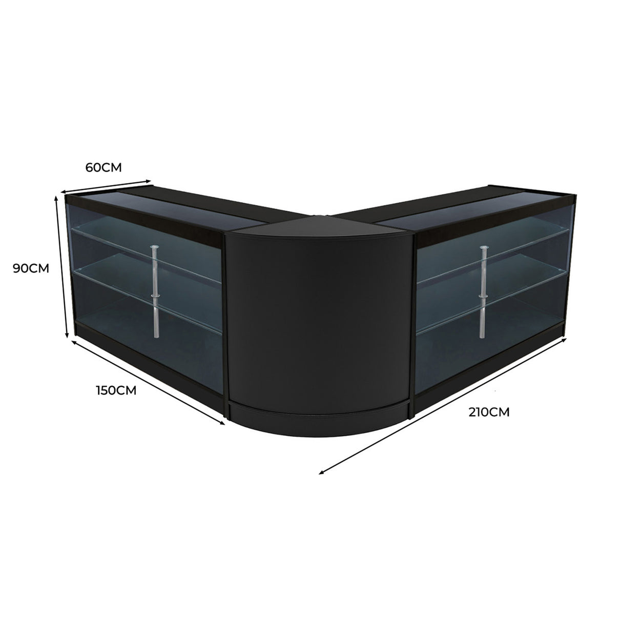 Comptoirs de Vente à LED Ensemble Helios - Noir CM60, 2 x K1500