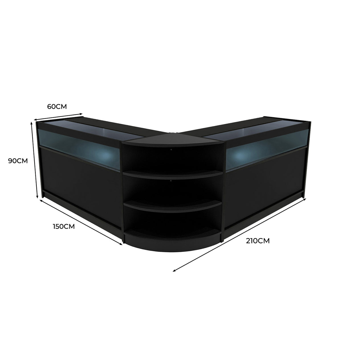 Comptoirs de Vente à LED Ensemble Theseus - Noir LM60, 2 x B1500