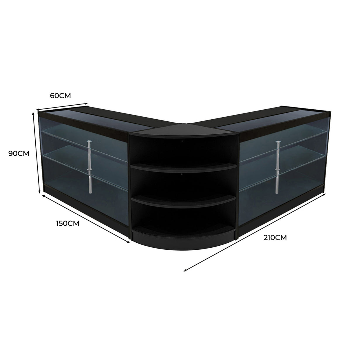 Comptoirs de Vente à LED Ensemble Apollo - Noir LM60, 2 x K1500