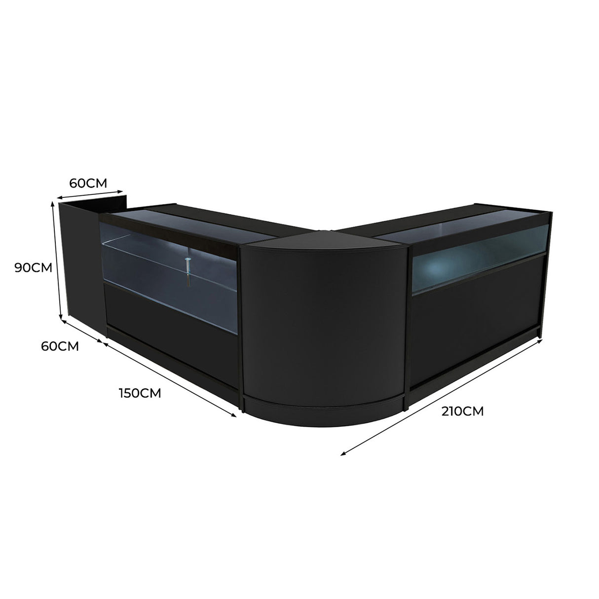 Comptoirs de Vente à LED Ensemble Gravity - Noir CM60, B1500, C1500, TB60