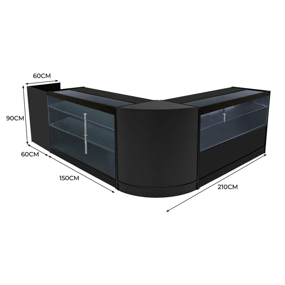 Comptoirs de Vente à LED Ensemble Vega - Noir CM60, K1500, C1500, TB60