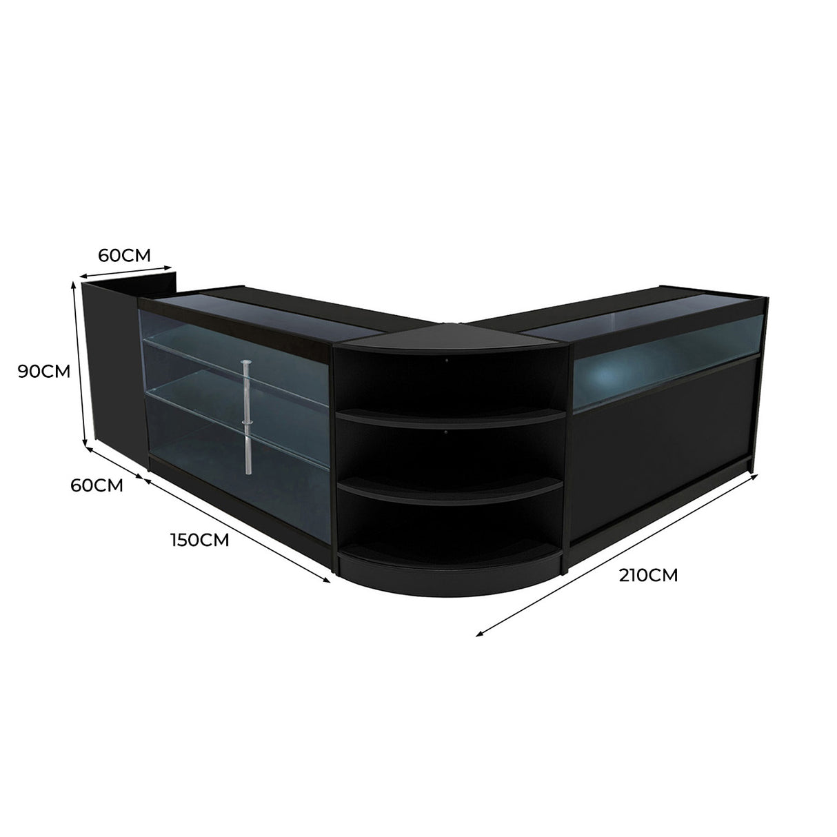 Comptoirs de Vente à LED Ensemble Hyperion - Noir LM60, B1500, K1500, TB60