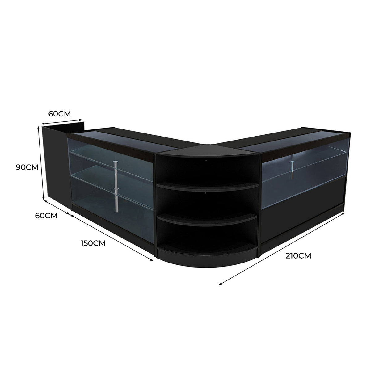 Comptoirs de Vente à LED Ensemble Theia - Noir LM60, K1500, C1500, TB60