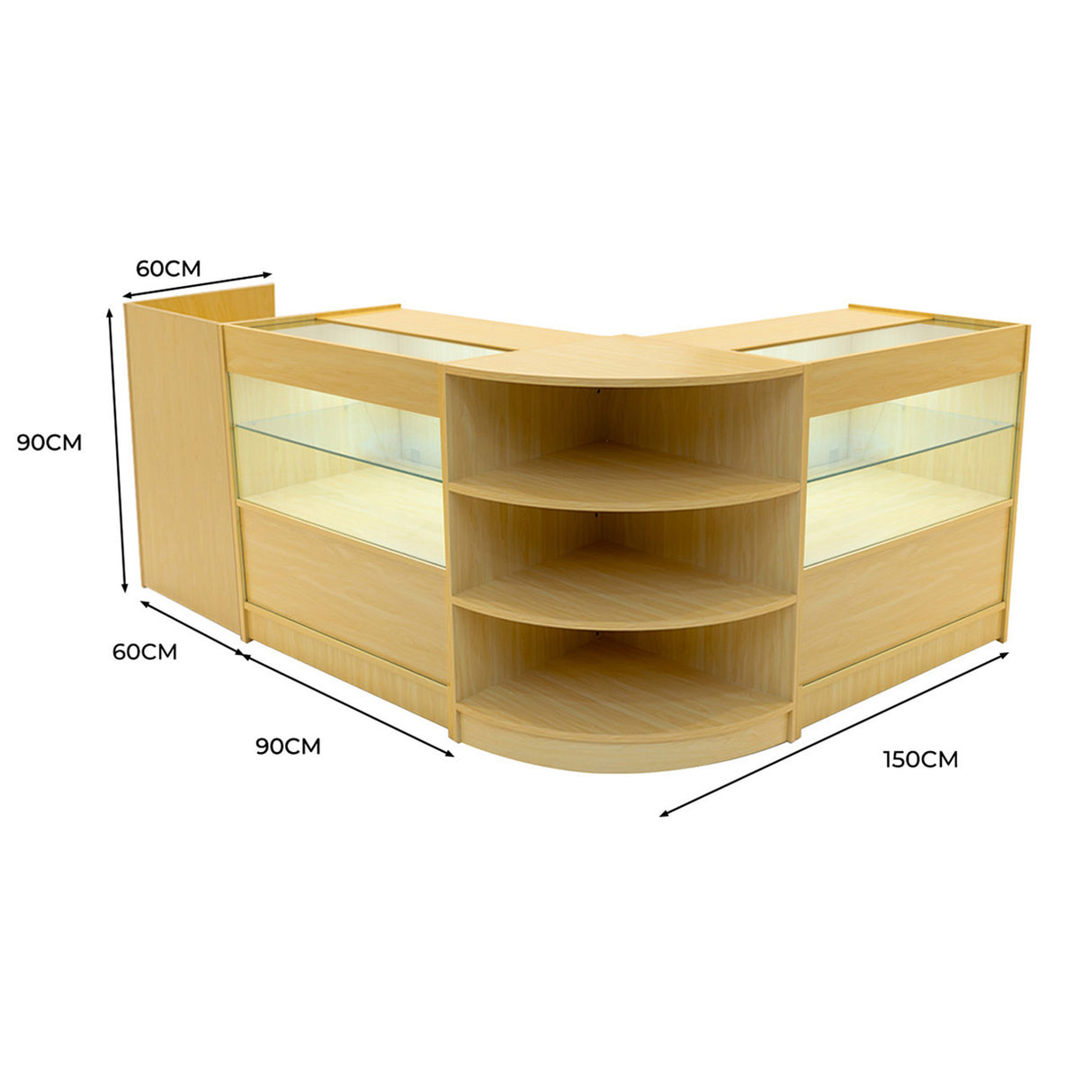 Comptoirs de Vente à LED Ensemble Eclipse - Érable LM60, 2 x C900, TB60