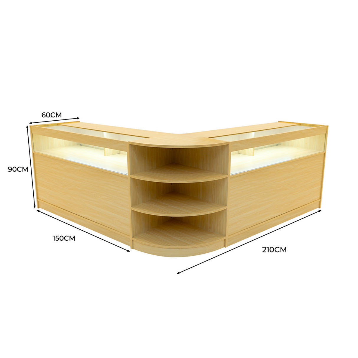 Comptoirs de Vente à LED Ensemble Theseus - Érable LM60, 2 x B1500