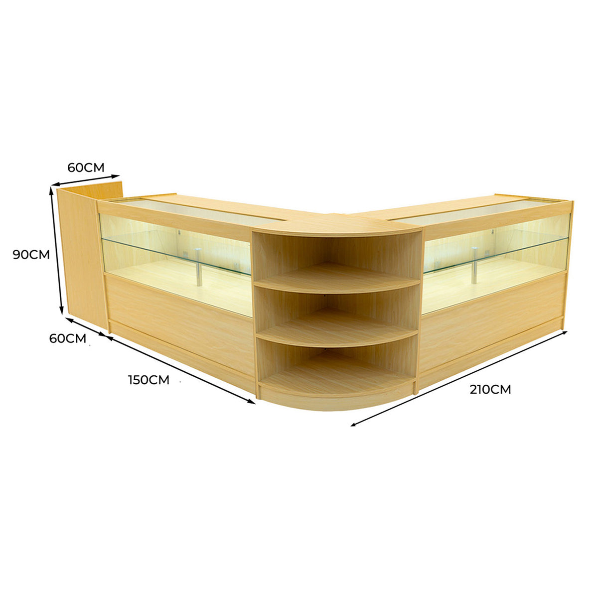 Comptoirs de Vente à LED Ensemble Eclipse - Érable LM60, 2 x C1500, TB60