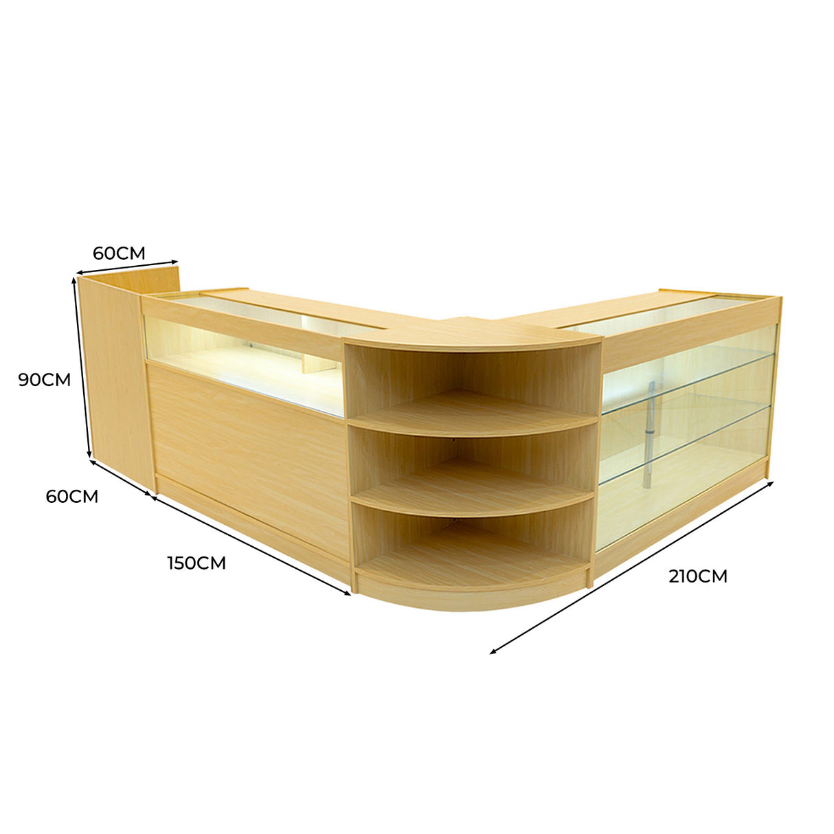 Comptoirs de Vente à LED Ensemble Hyperion - Érable LM60, B1500, K1500, TB60