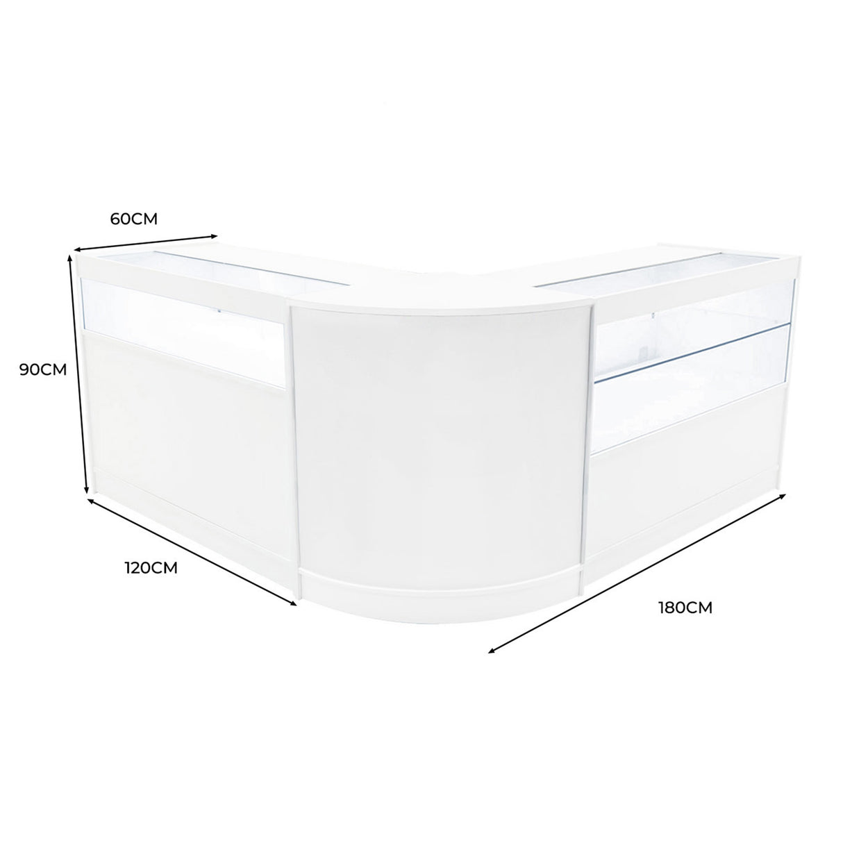 Comptoirs de Vente à LED Ensemble Adonis - Blanc CM60, B1200, C1200