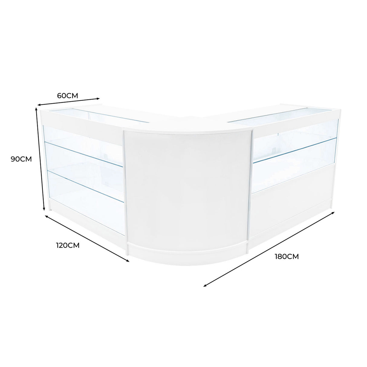 Comptoirs de Vente à LED Ensemble Hera - Blanc CM60, K1200, C1200