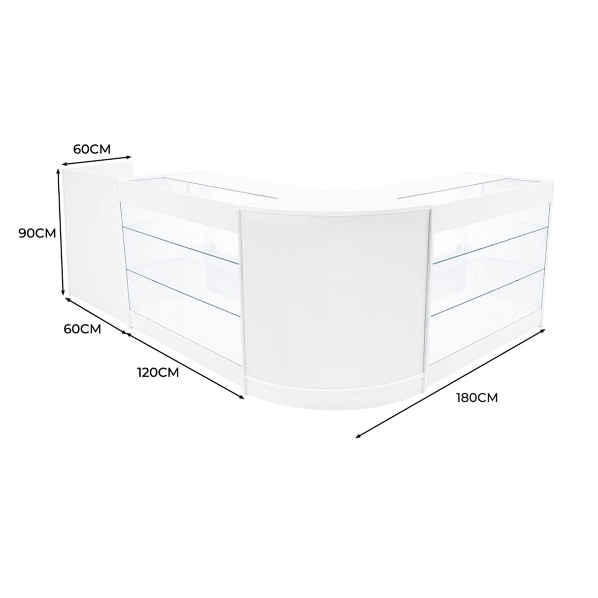 Comptoirs de Vente à LED Ensemble Aries - Blanc CM60, TB60, 2 x K1200