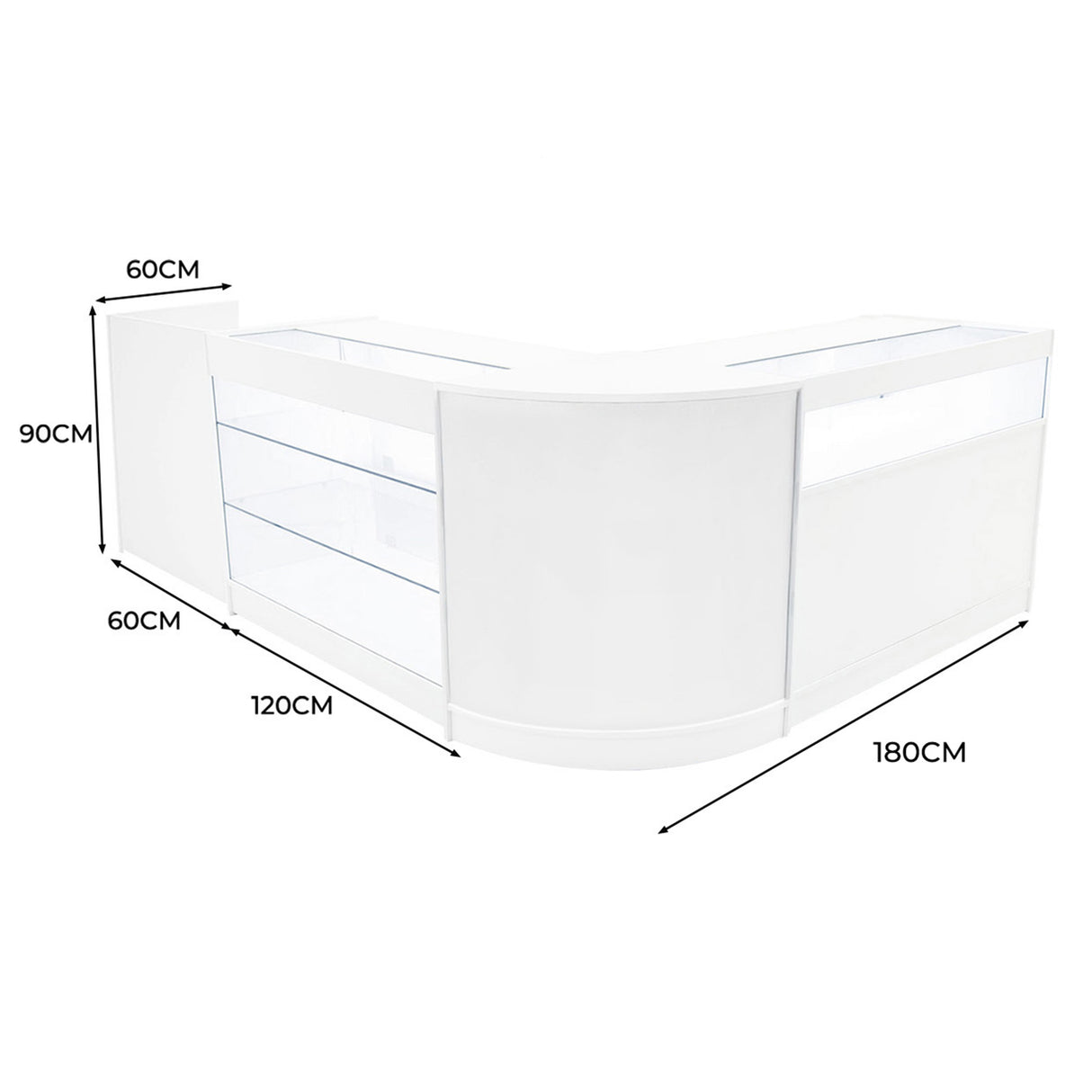 Comptoirs de Vente à LED Ensemble Polaris - Blanc CM60, K1200, B1200, TB60