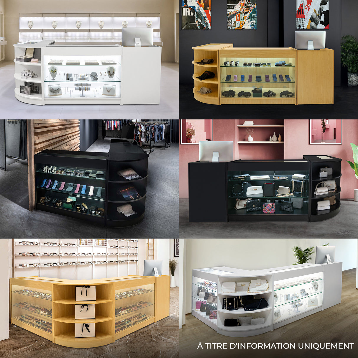 Comptoirs de Vente à LED Ensemble Hera - Blanc CM60, K1500, C1500