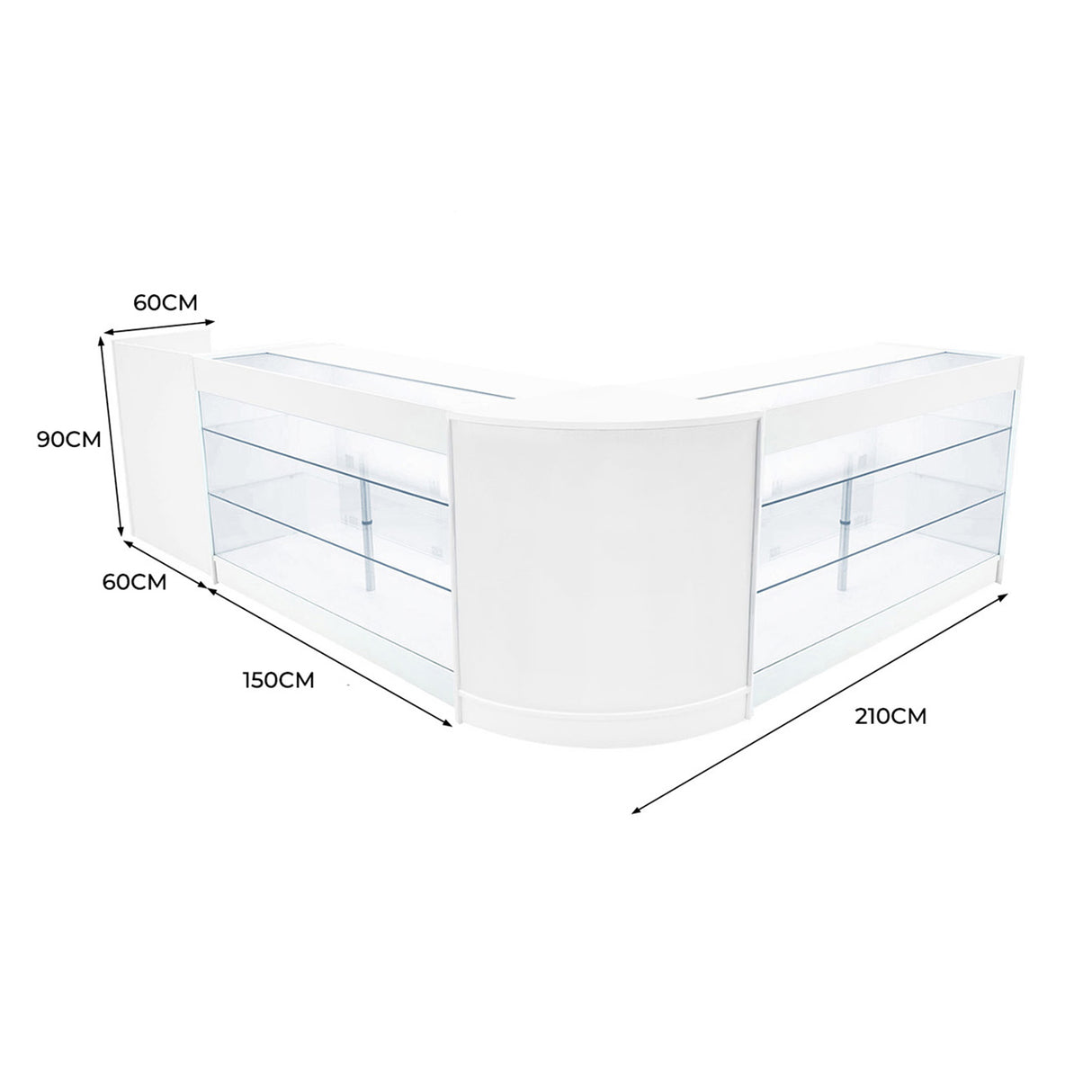 Comptoirs de Vente à LED Ensemble Aries - Blanc CM60, TB60, 2 x K1500