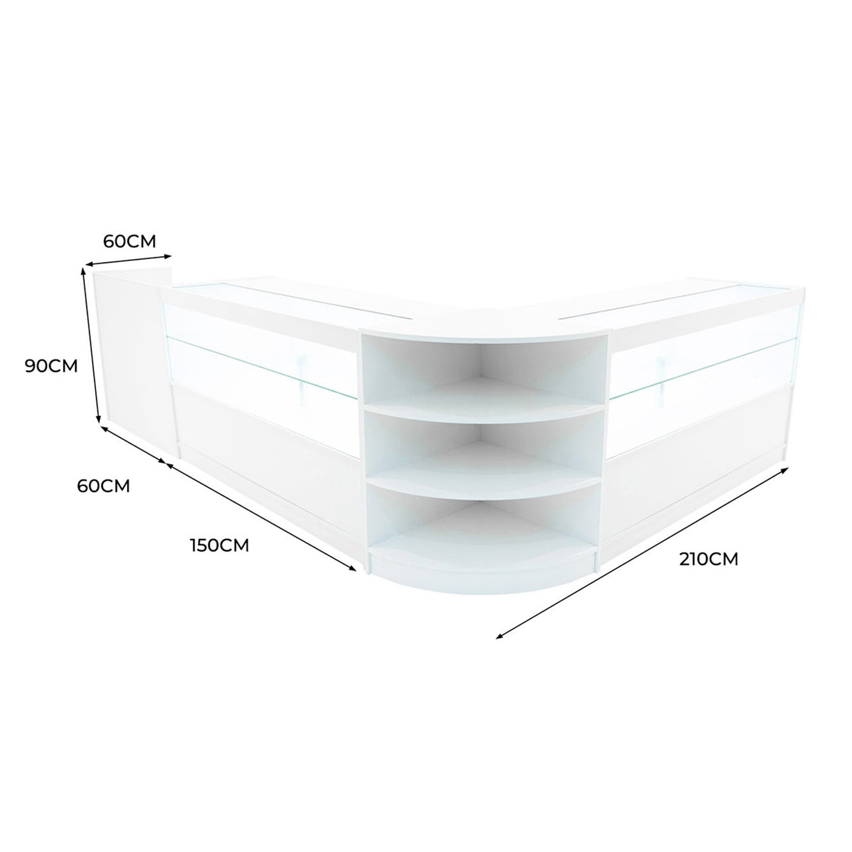 Comptoirs de Vente à LED Ensemble Eclipse - Blanc LM60, 2 x C1500, TB60