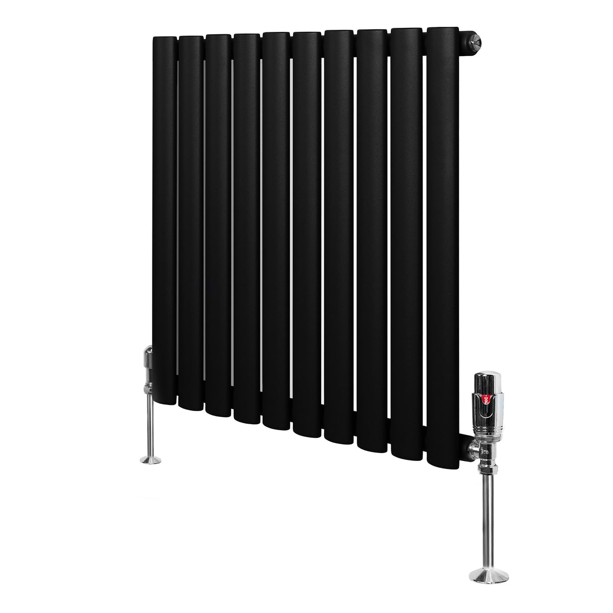 Radiateur à Colonnes Ovales & Vannes, 1 Panneau - 600 x 600 mm - Noir