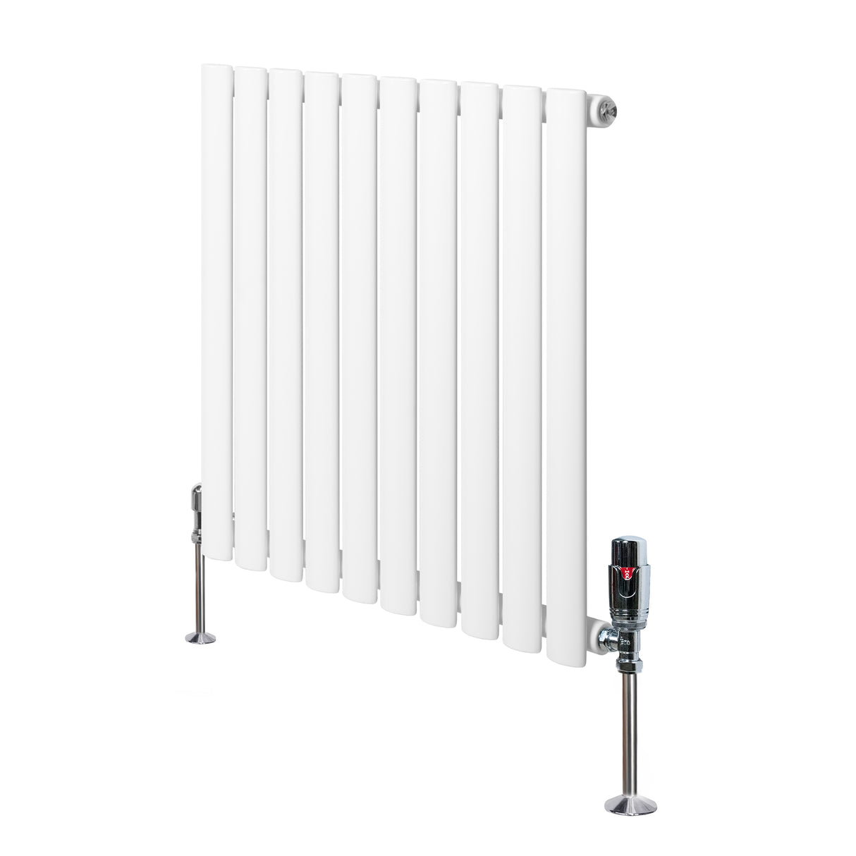 Radiateur à Colonnes Ovales & Vannes, 1 Panneau - 600 x 600 mm - Blanc