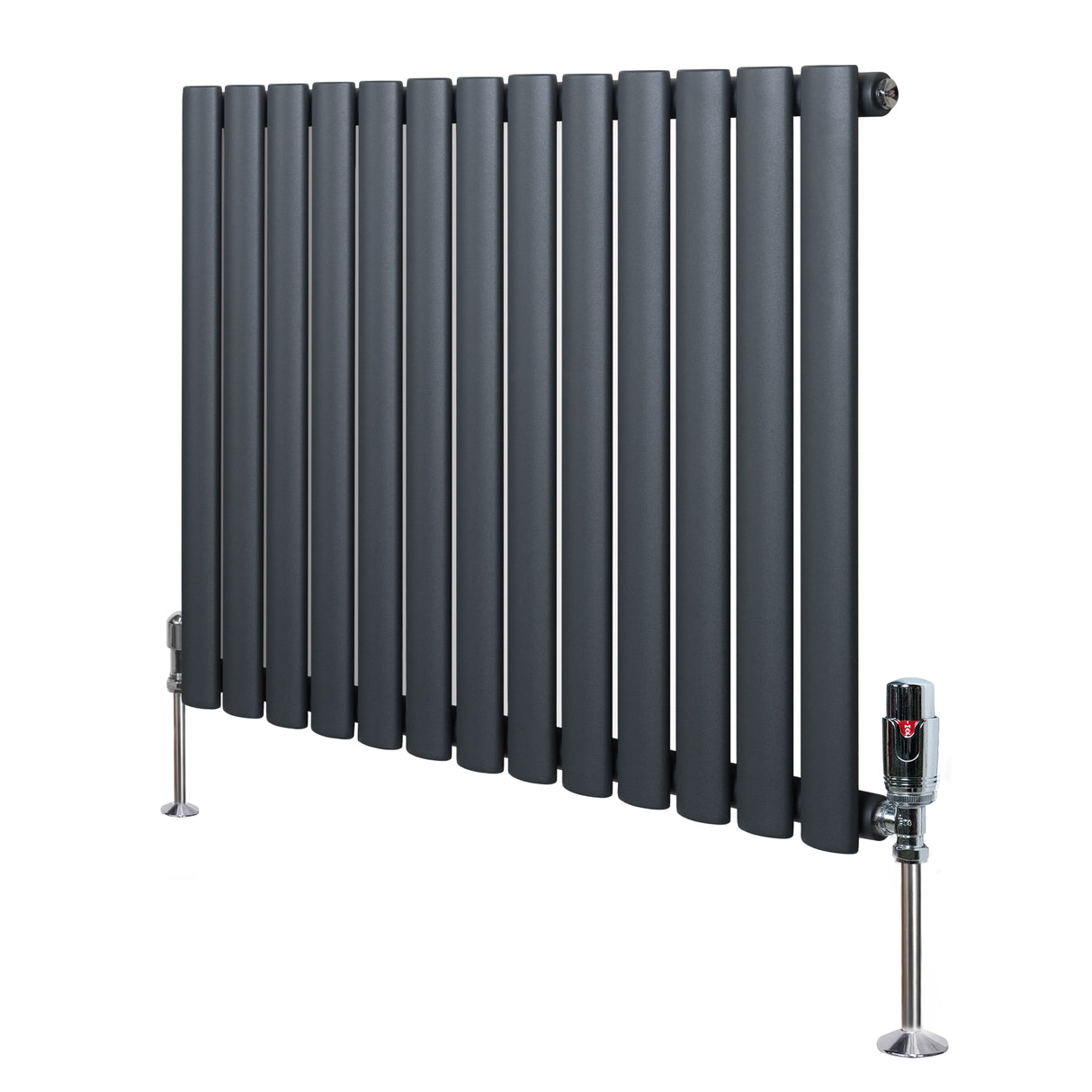 Radiateur à Colonnes Ovales & Vannes, 1 Panneau - 600 x 780 mm - Gris Anthracite